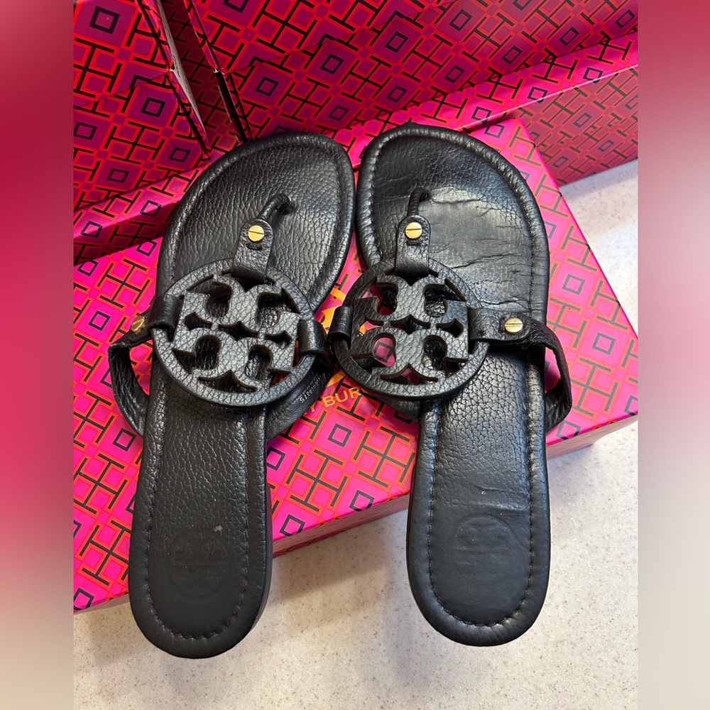 Tory Burch Black Leather Sandals